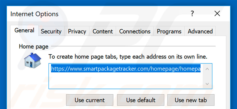 Verwijdering smartpackagetracker.com uit Internet Explorer startpagina