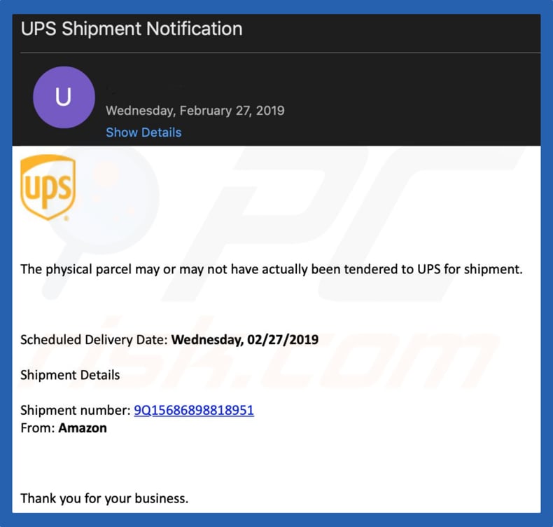 ups oplichtingsmail variant 2 - verspreidt malware - trickbot trojan