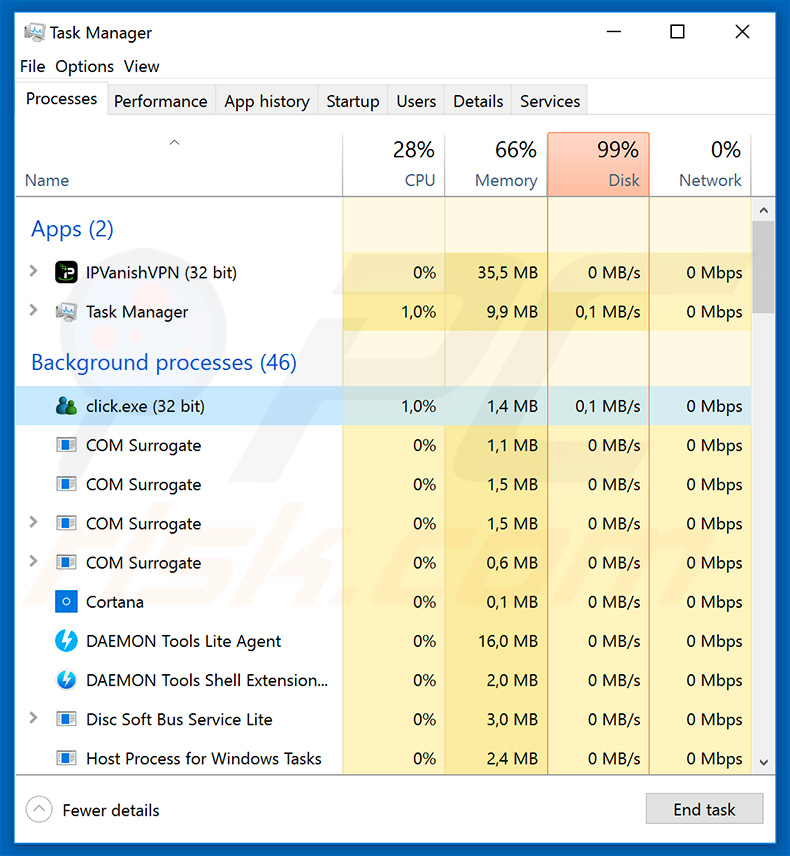 Gozi trojan proces in Windows Taakbeheer