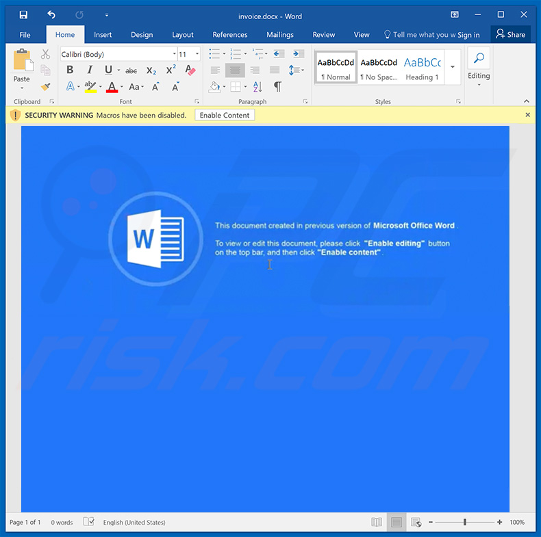 Ursnif trojan verspreid word document
