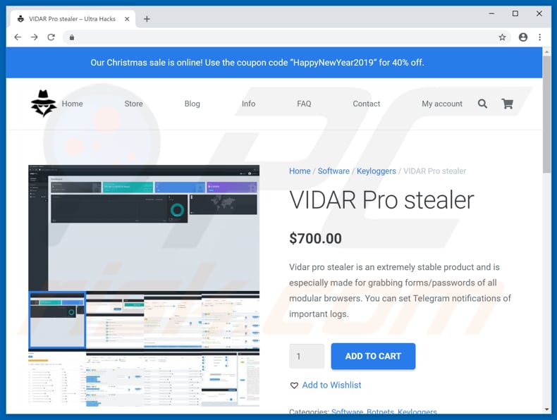 website die de Vidar trojan promoot