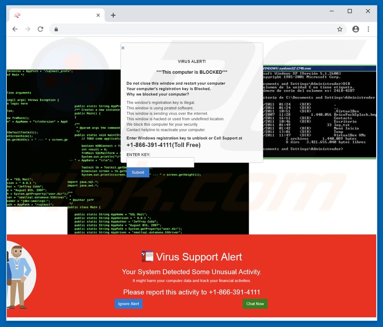 Virus Support Alert oplichting