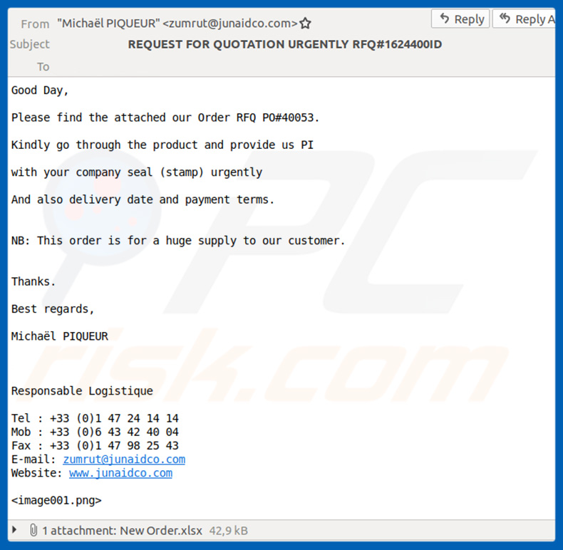 Email spamcampagne promoot Agent Tesla RAT