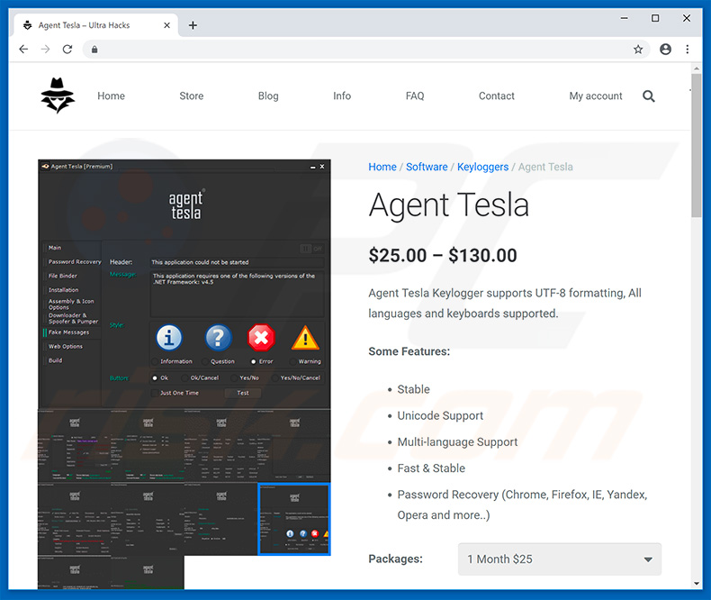 Website promoot Agent Tesla RAT