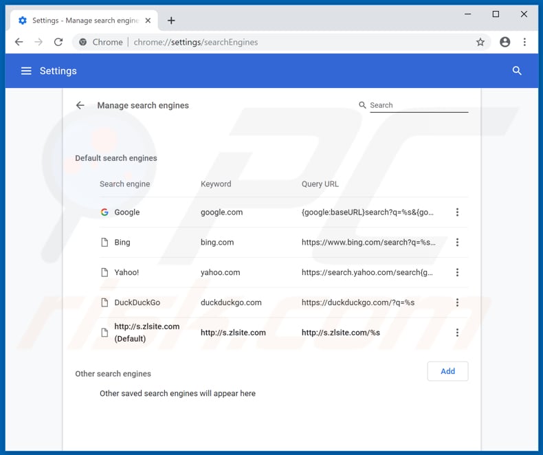 Verwijdering pavadinimas uit Google Chrome standaard zoekmachine