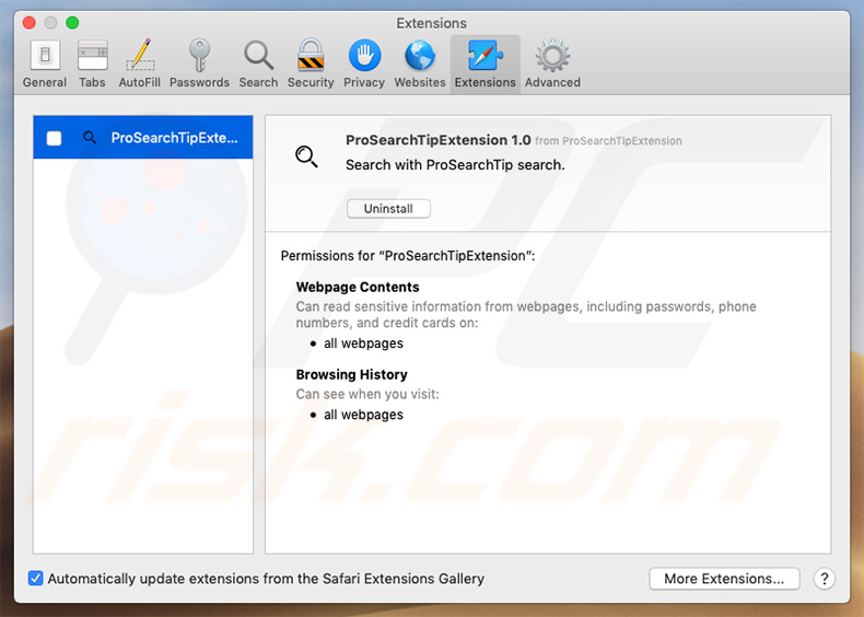 ProSearchTip browserkaper in Safari
