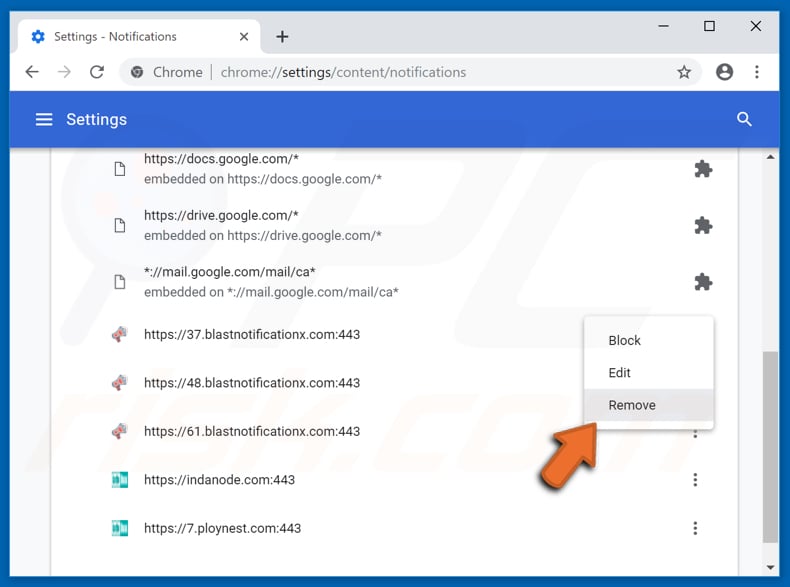 verwijder pop-up' meldingen in Google Chrome webbrowser