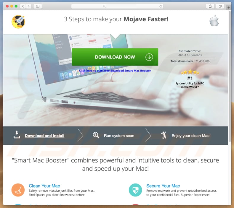 misleidende website die aanmoedigd om smart mac booster te downloaden