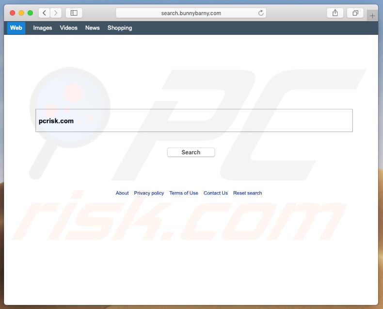 search.bunnybarny.com browserkaper op een Mac computer