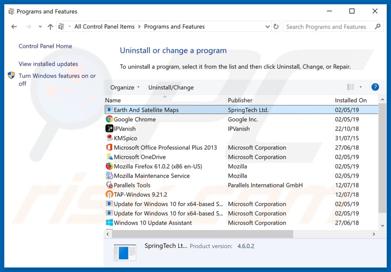 search.hearthandsatellitemaps.com browser hijacker verwijderen via het configuratiescherm