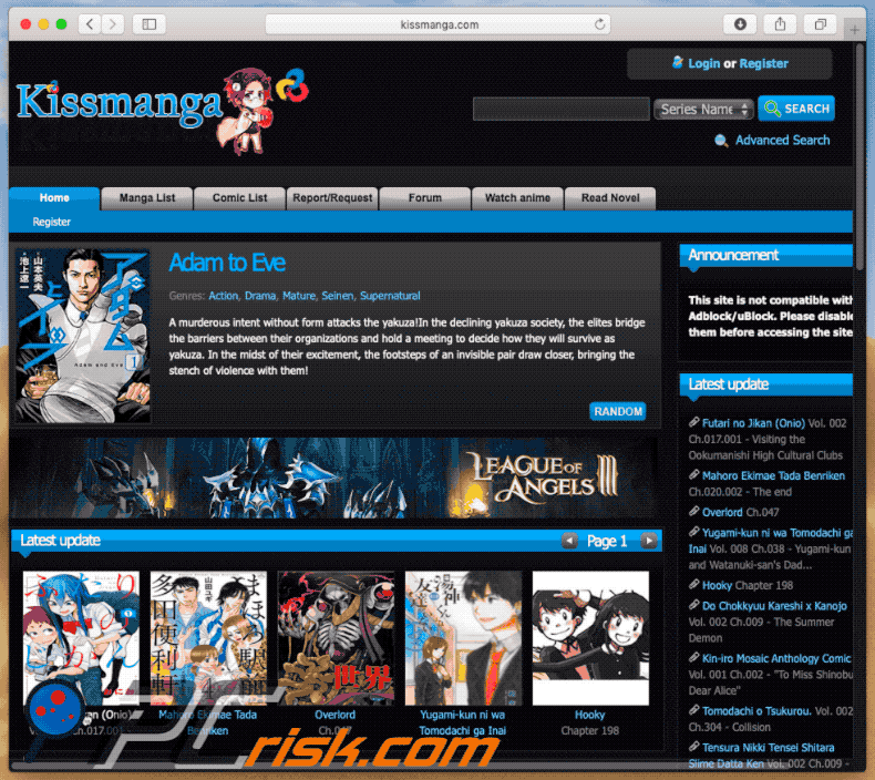 Kissmanga website (GIF)