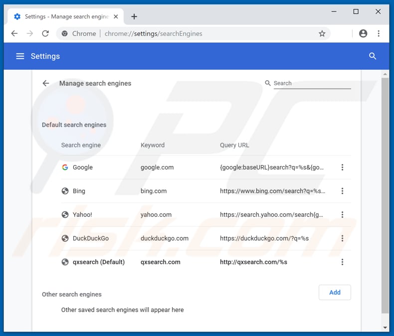 Verwijdering mao1.club uit Google Chrome standaard zoekmachine