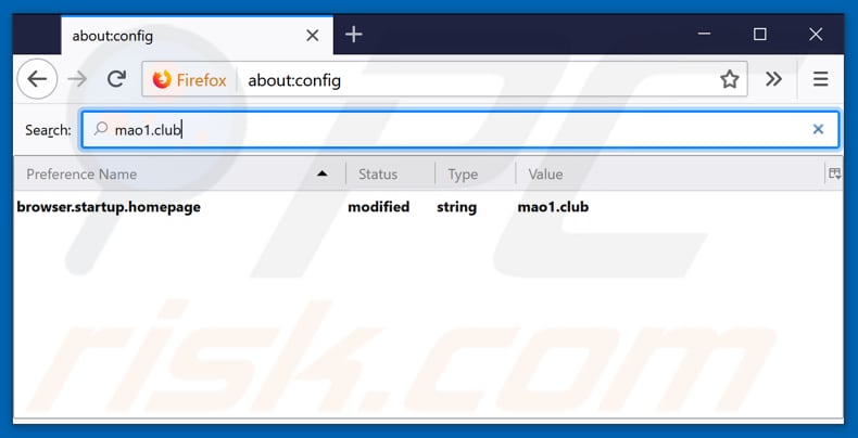 Verwijdering mao1.club uit Mozilla Firefox standaard zoekmachine