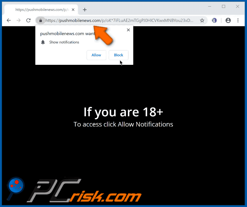 pushmobilenews[.]com website (GIF)