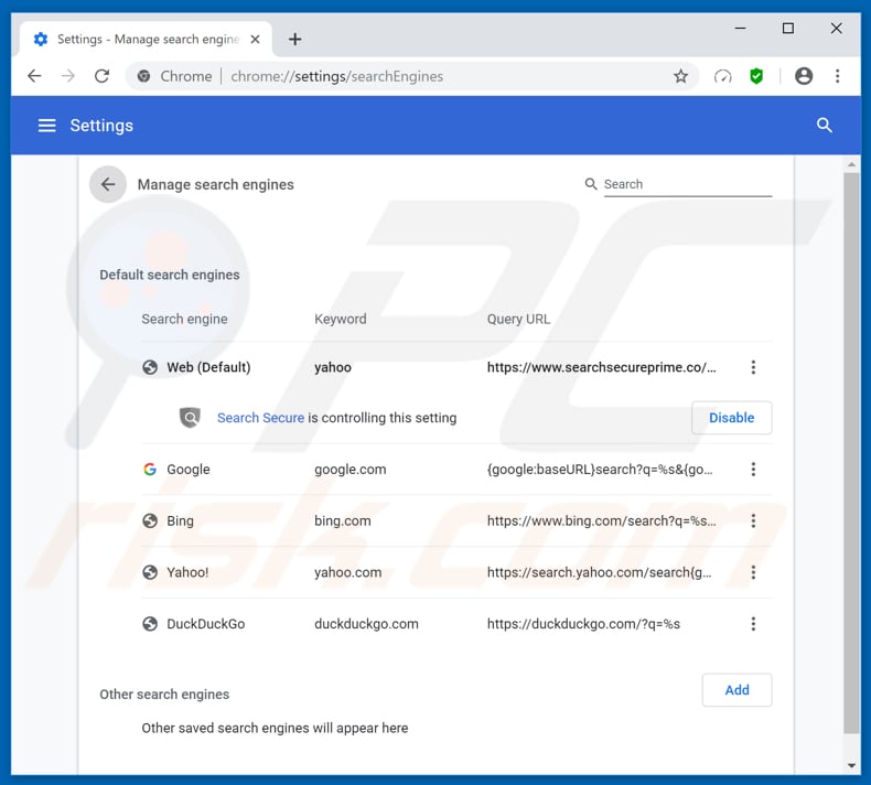 Verwijdering speedtestace.co uit Google Chrome standaard zoekmachine