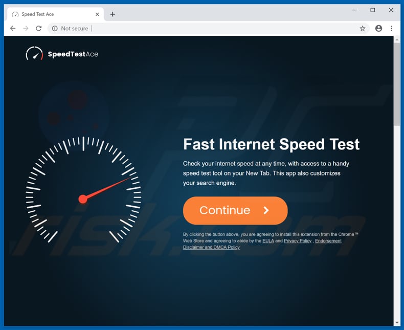 Website promoot de Speed Test Ace browserkaper