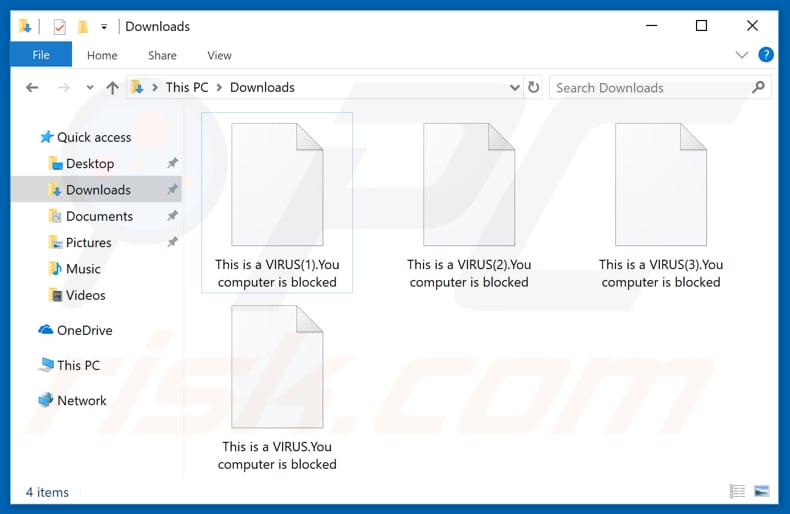 Bestanden gedownload door This Is A VIRUS. You computer is blocked oplichting