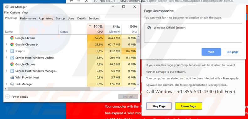 zwendelpagina probeert computer te laten crashen met 100 cpu-gebruik