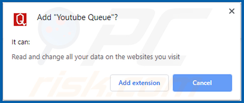 Youtube Queue extensie waarschuwing