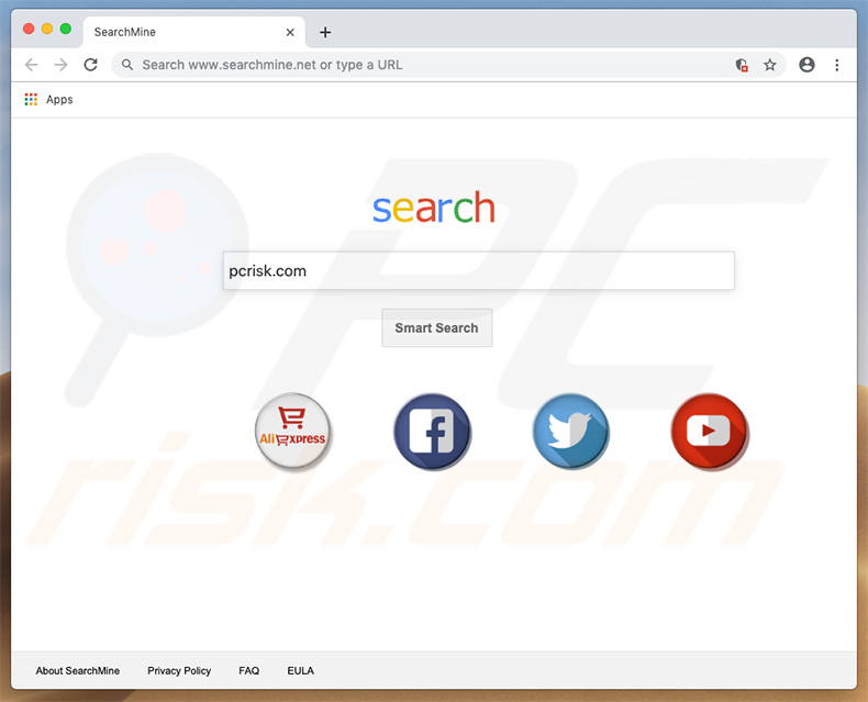 searchmine.net browserkaper op een Mac computer