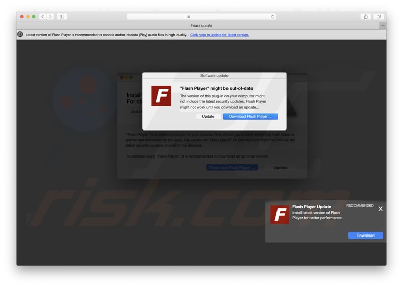 Flash Player Might Be Out Of Date/Flash Player is mogelijk verouderd -oplichting