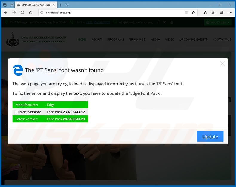 The PT Sans Font Wasnt Found-foutmelding in Microsoft Edge