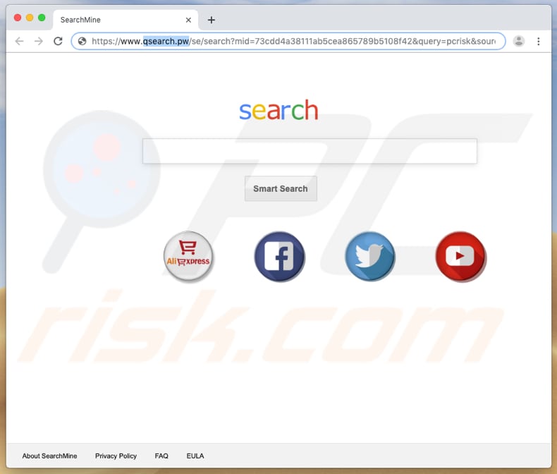 qsearch.pw browserkaper op een Mac computer
