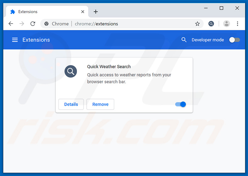 Verwijdering search.quickweathersearch.com gerelateerde Google Chrome extensies