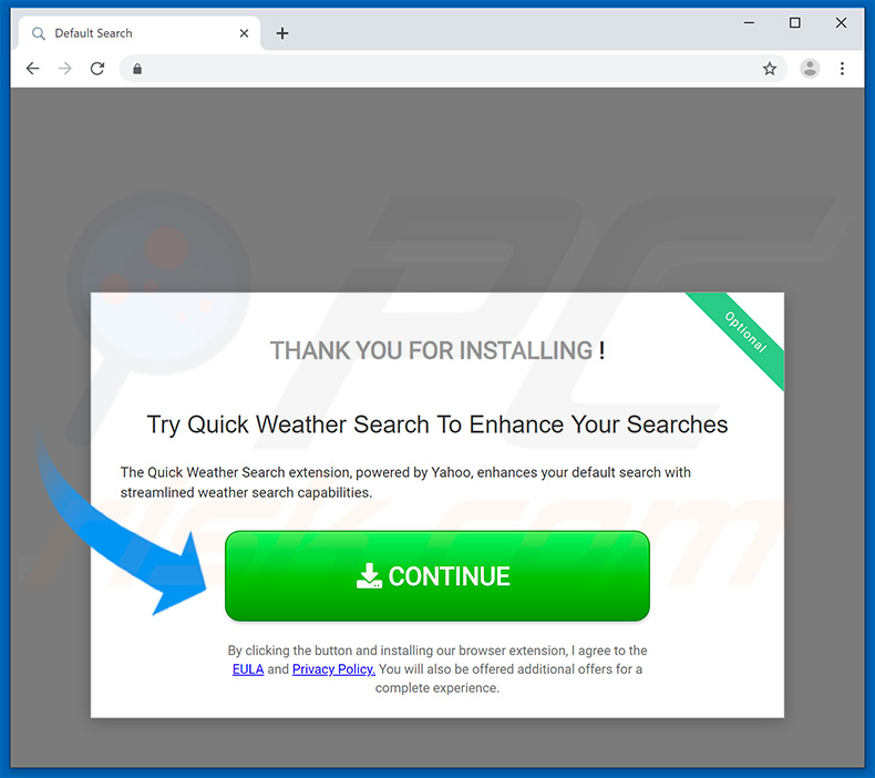 Website promoot Quick Weather Search browserkaper