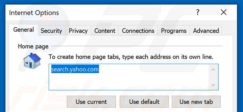 Verwijdering search.yahoo.com uit Internet Explorer startpagina