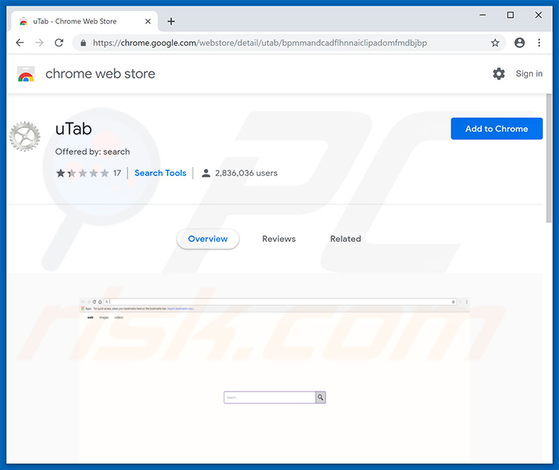 uTab browserkaper in Chrome Webwinkel