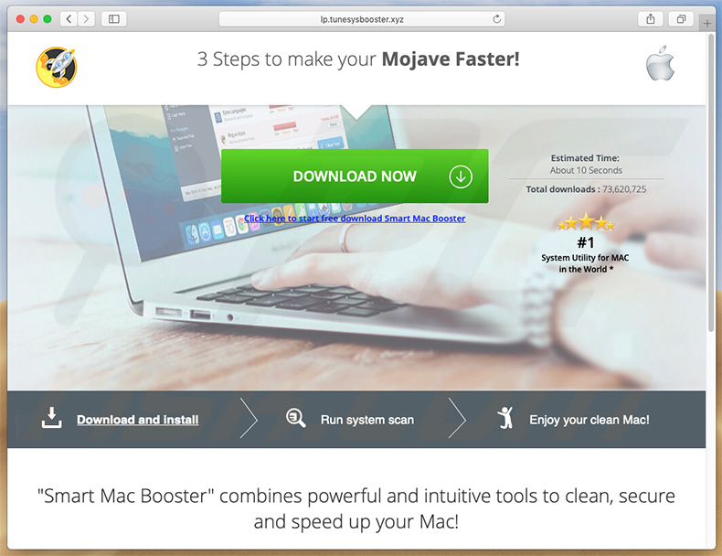 Smart Mac Booster ongewenste applicatie download pagina