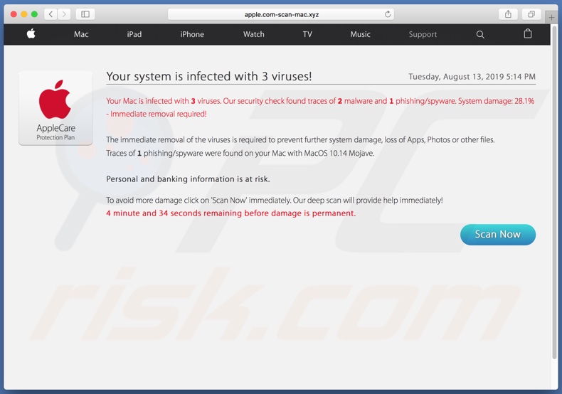 apple.com-scan-mac[.]xyz achetergrondpagina