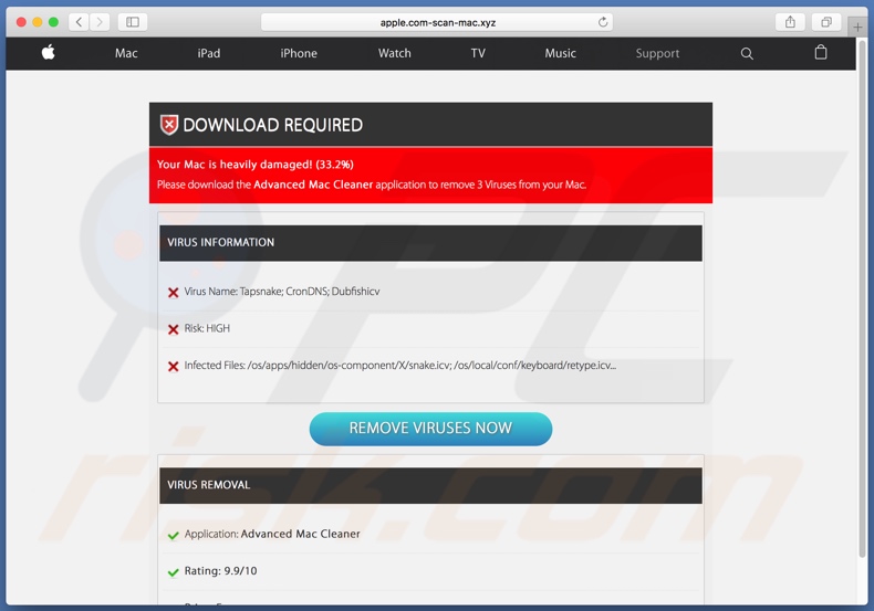 apple.com-scan-mac[.]xyz valse scanresultaten