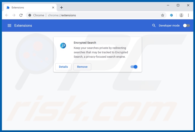 Verwijdering encryptedsearch.org gerelateerde Google Chrome extensies