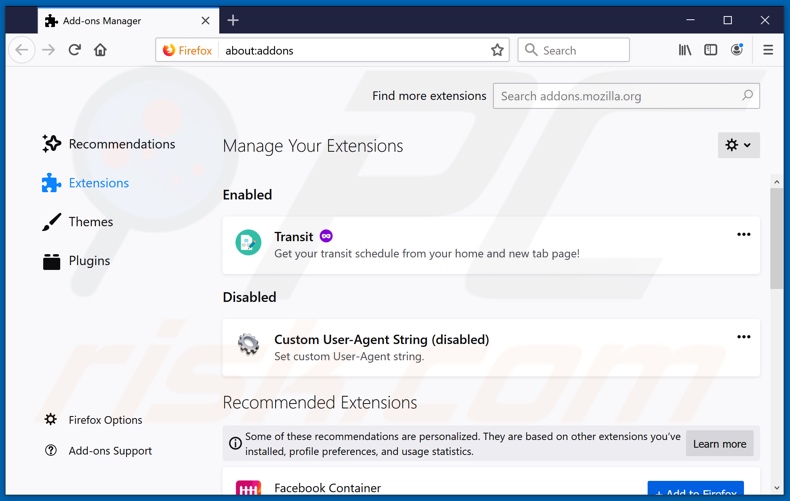 Verwijdering encryptedsearch.org gerelateerde Mozilla Firefox extensies