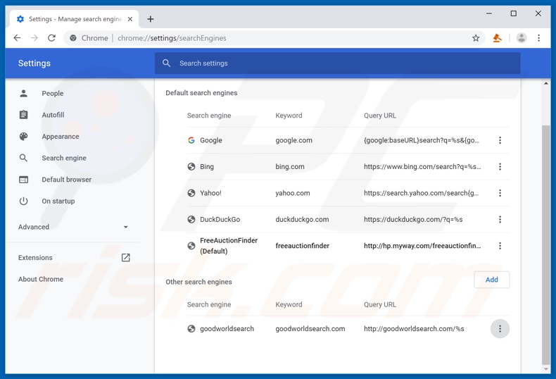 Verwijdering hp.myway.com uit Google Chrome standaard zoekmachine