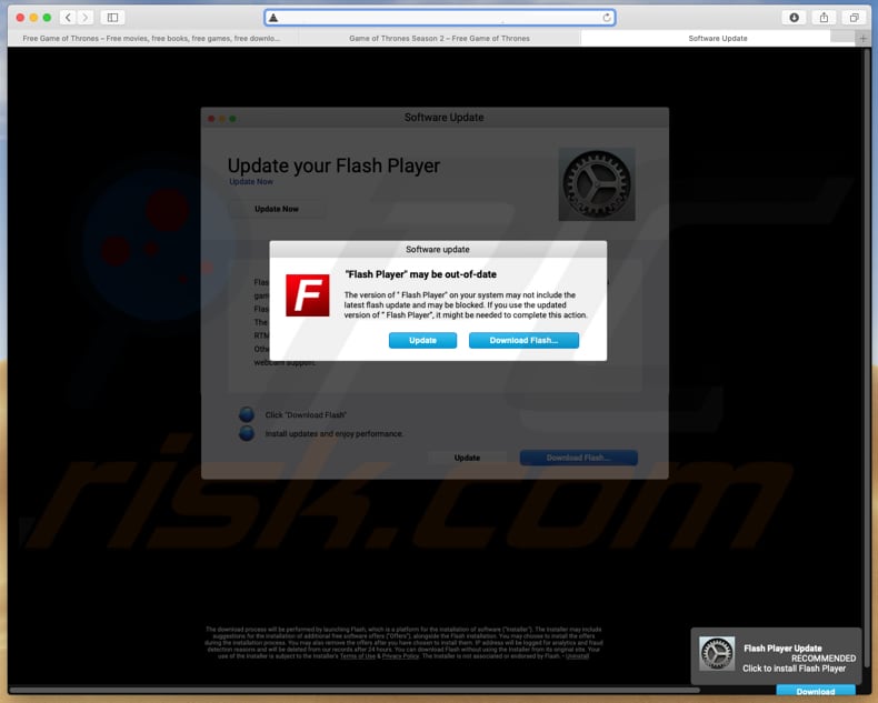 valse flash player geinstalleerd op een misleidende website