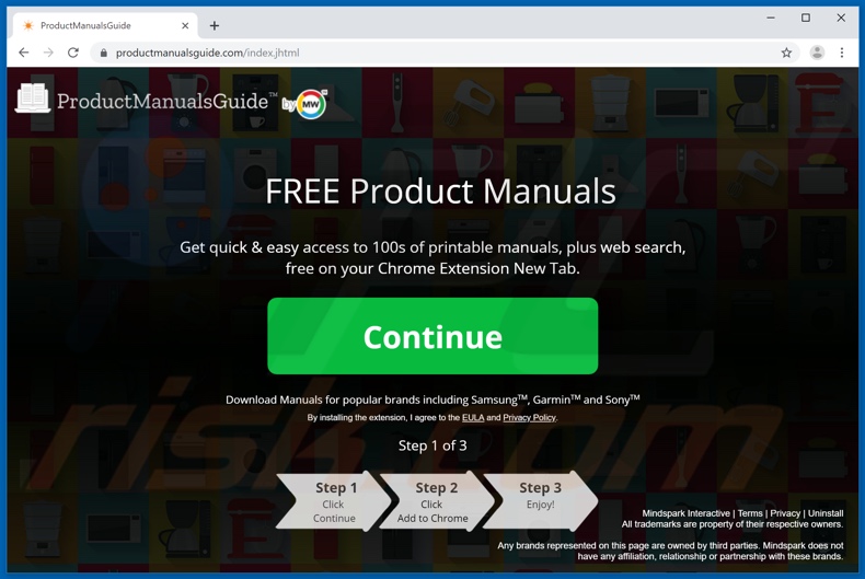 Website promoot de ProductManualsGuide browserkaper