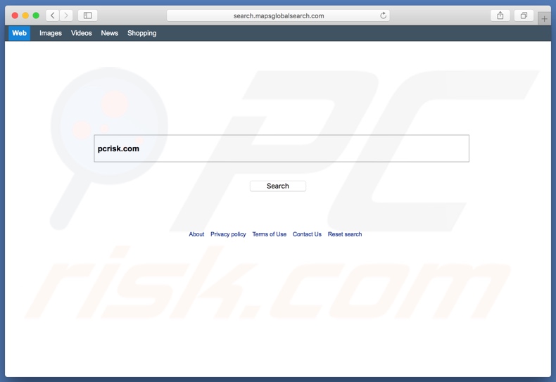 search.mapsglobalsearch.com browserkaper op een Mac computer