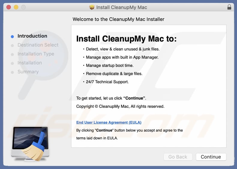 installatie setup van de Cleanup My Mac
