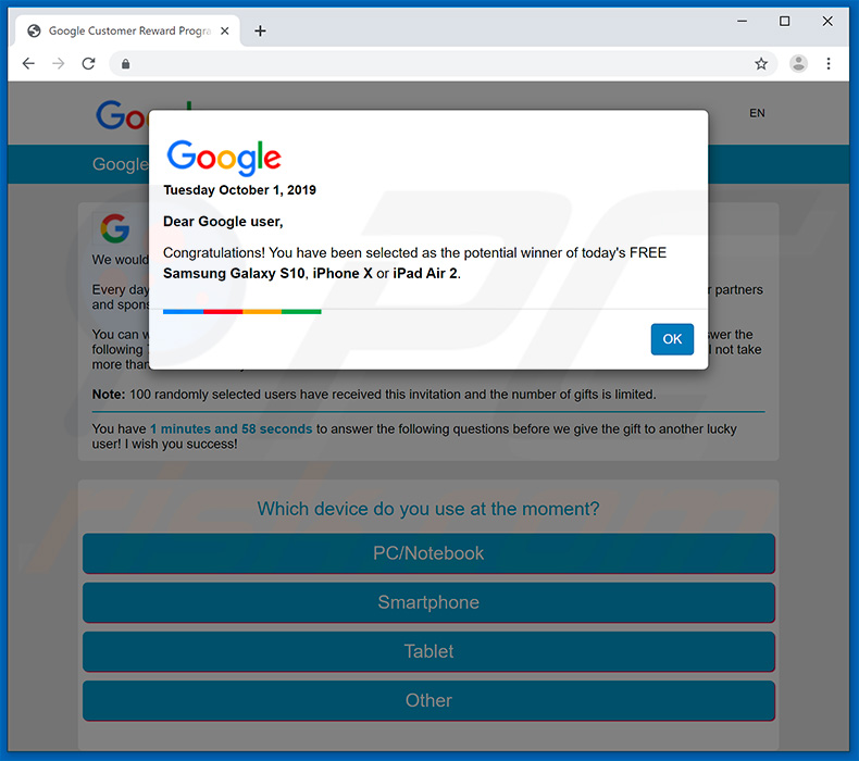 Dear Chrome User, Congratulations! tweede variant (pagina 1)