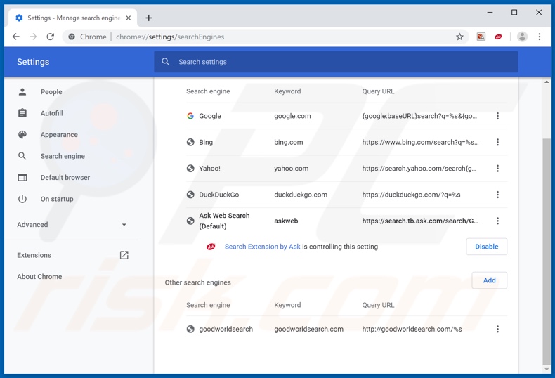 Verwijdering hp.myway.com uit Google Chrome standaard zoekmachine