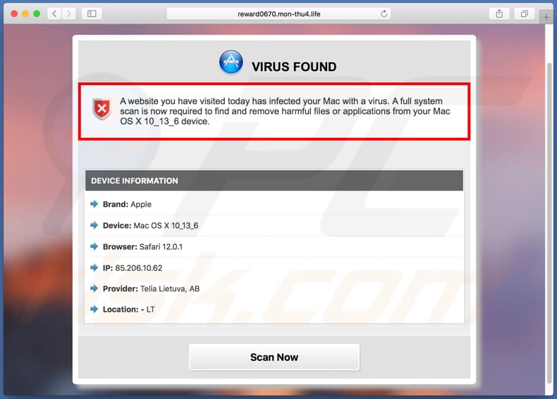 Mon-thu moedigt aan om uw MacOS op virussen te scannen