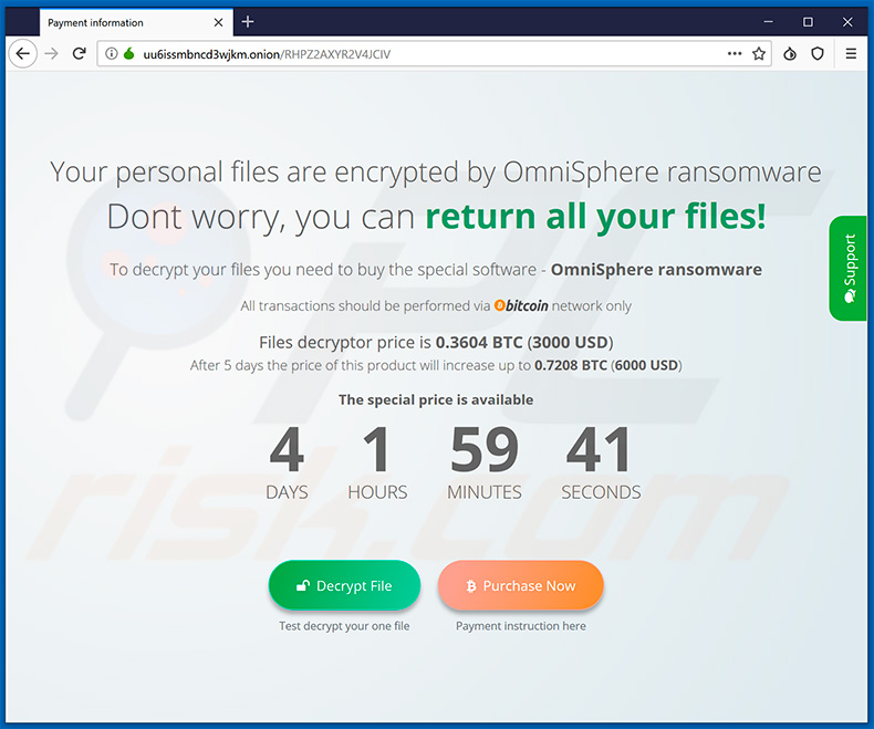 Bijgewerkte OmniSphere ransomware's website