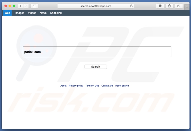 search.newsflashapp.com browserkaper op een Mac computer