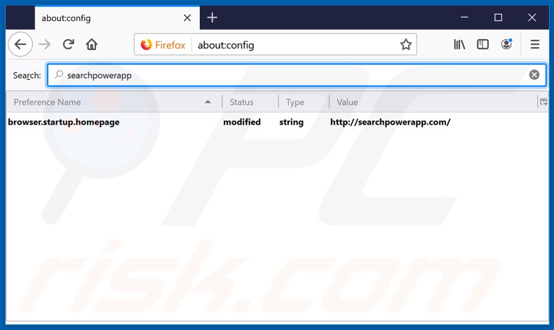 Verwijdering searchpowerapp.com uit Mozilla Firefox standaard zoekmachine