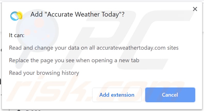 Accurate Weather Today vraagt toestemming in Chrome