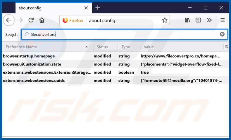 Verwijdering fileconvertpro.co uit Mozilla Firefox standaard zoekmachine
