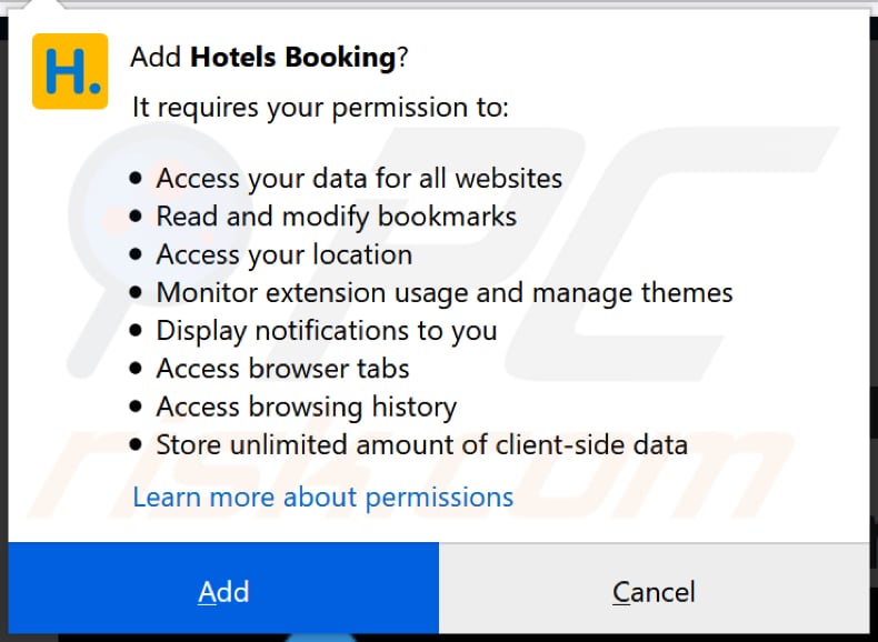 Hotels Booking wil toestemming op Firefox